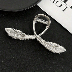 Alloy Feather Hair Claw Ponytail Holder for Women Girls