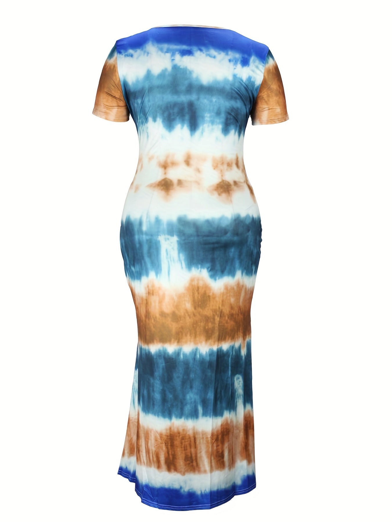 Plus Size Tie Dye Bodycon Maxi Dress