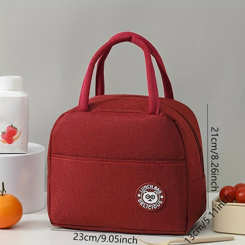 Cute Bear Lunch Bag Insulated Durable Zippered Cooler for School