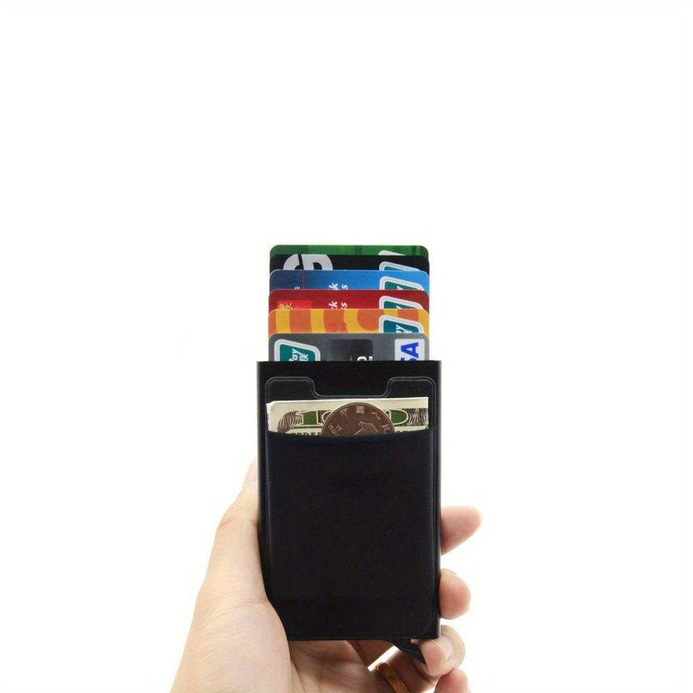 RFID Metal Card Holder Leather Coin Card Holder