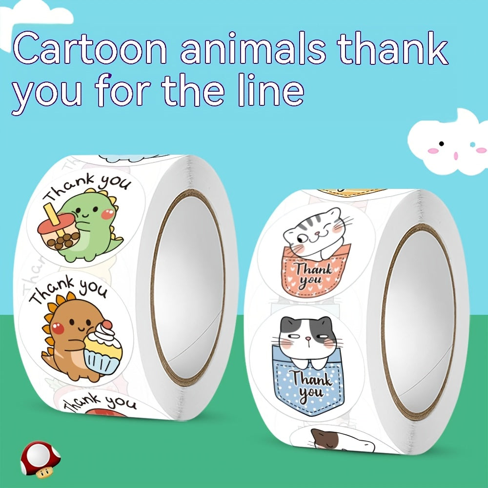 Cartoon Cat Thank You Stickers for Teachers, Sealing Stickers Pack