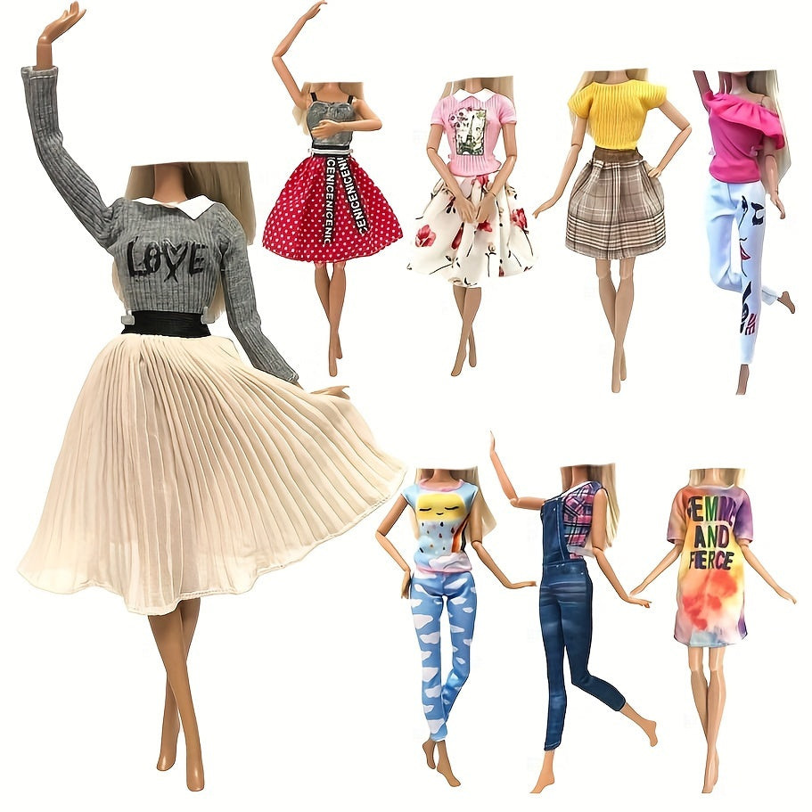 Doll Clothing Set - Princess and Casual Outfits with Accessories