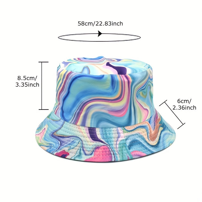 Tie Dye Striped Bucket Hat Abstract Pattern Printed Basin Hat
