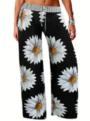  Daisy Print High Rise Casual Pants