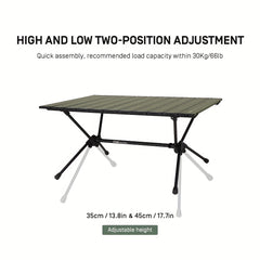 Large Aluminum Folding Table for Camping & Picnic, 2 Height Adjustments