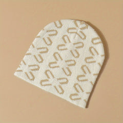 Geometric Jacquard Beanie Y2K Knit Hat Solid Hip Hop Elastic Skull Hat