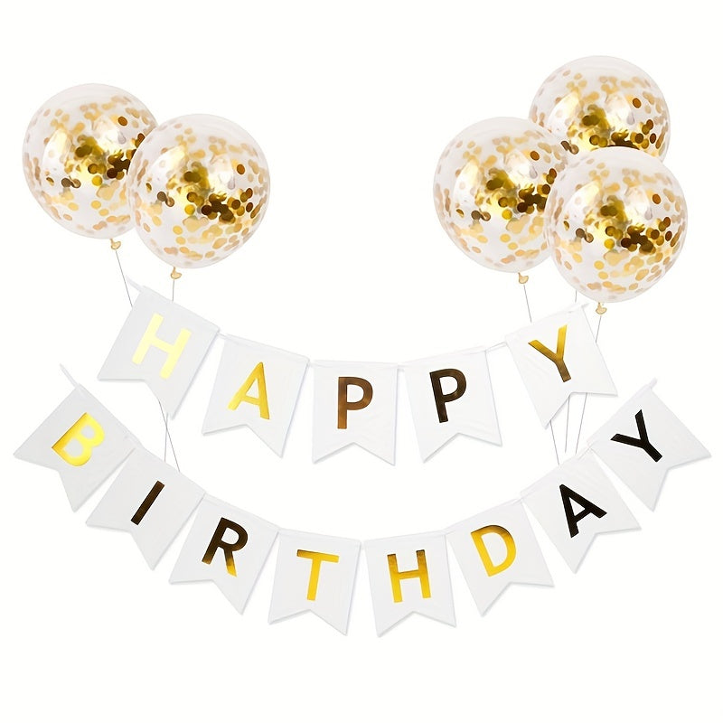 Happy Birthday Bronzing Pull Flag Sequin Balloon Set