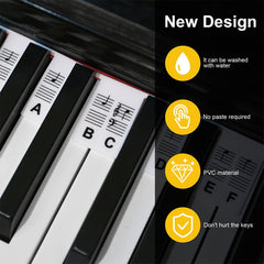 Silicone Piano Stickers 88 Keys Removable Reusable Note Labels