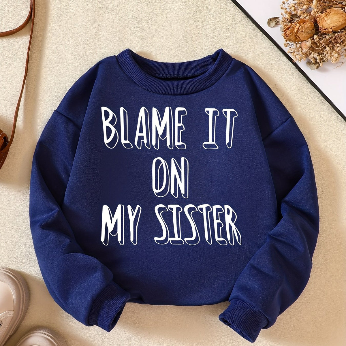 Funny SISTER Letter Print Boys Sweatshirt Long Sleeve Crew Neck Tops