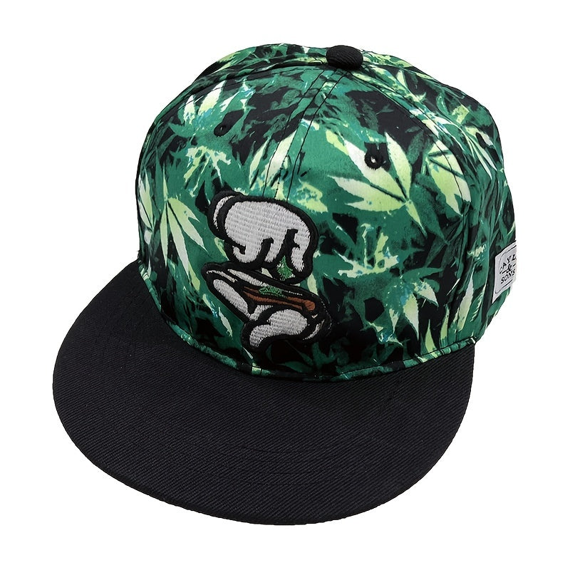 Men's Colorful Leaves Pattern Flat Brim Hat Baseball Cap