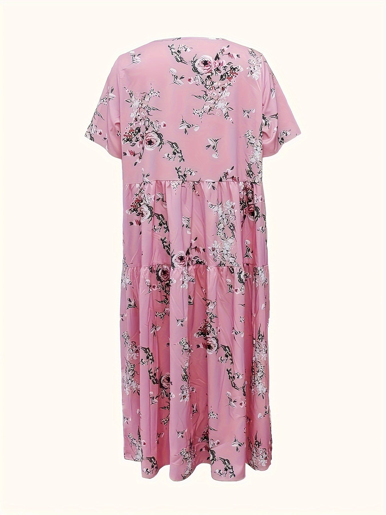  Boho Dress Women's Floral Print Maxi Smock Dress With Pockets