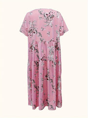  Boho Dress Women's Floral Print Maxi Smock Dress With Pockets