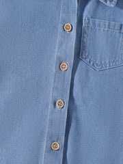 Boys Denim Lapel Shirt Short Sleeve Casual Top