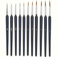 11pcs Weasel Hair Detail Brush Set for Acrylic Painting Watercolor Nail Art