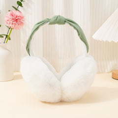 Winter Women Outdoor Earmuff Bowknot Thick Plush Ear Warm Fluffy Ear Bag