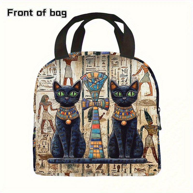 Egyptian Mural Mini Lunch Bag Insulated Cooler Tote for Work School Picnic