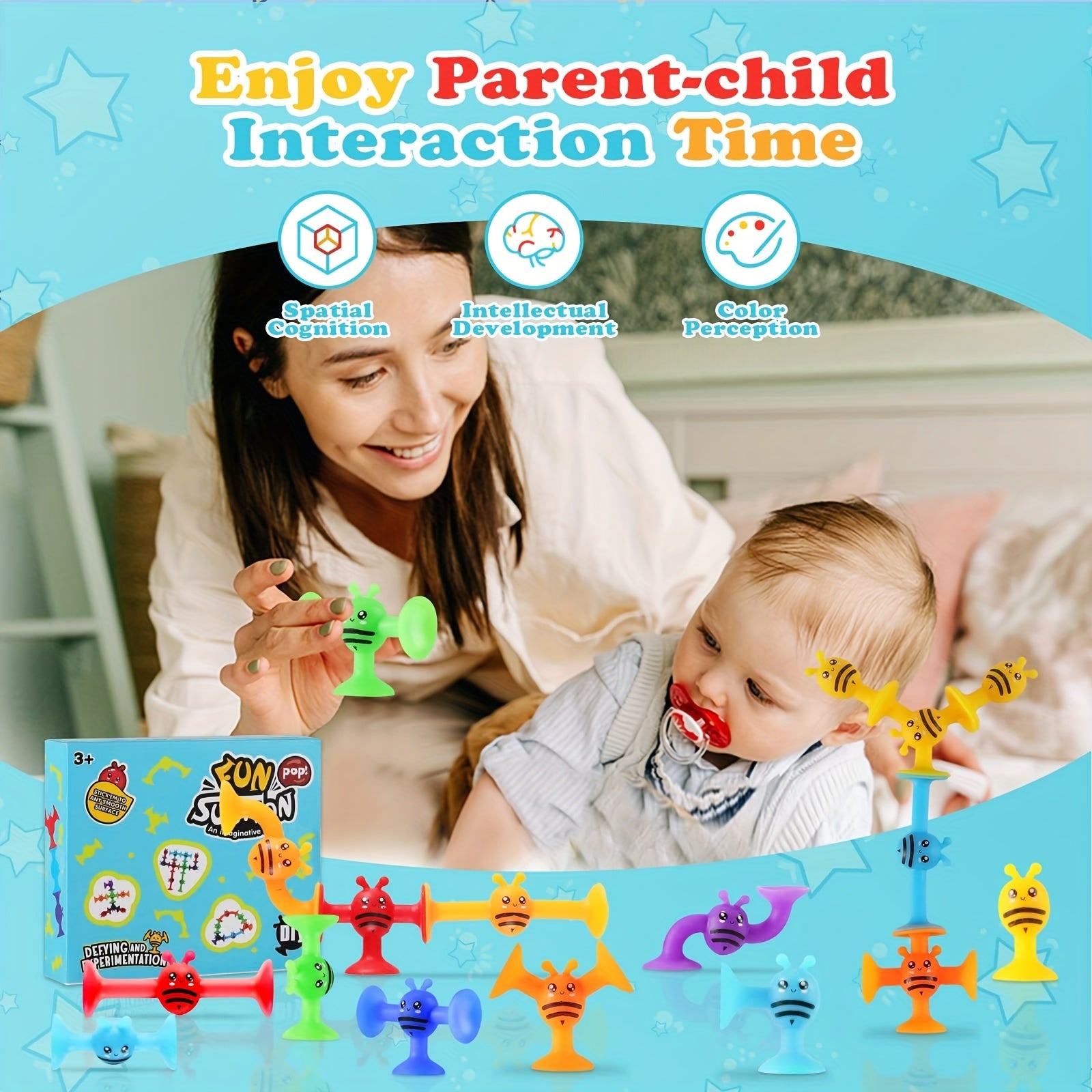 40pcs Suction Toys Kids Bath Toys Silicone Sucker Toys For Kids Sensory Toys