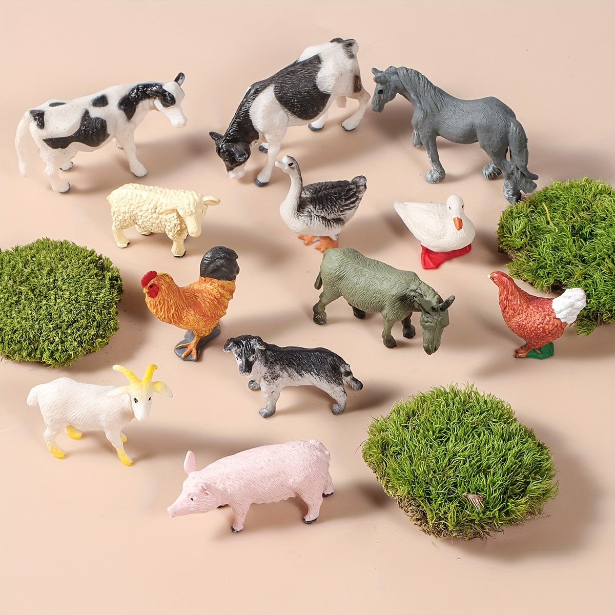 Mini Farm Toy Set with 12 Plastic Animal Models - Educational Toys for Kids