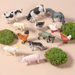 Mini Farm Toy Set with 12 Plastic Animal Models - Educational Toys for Kids