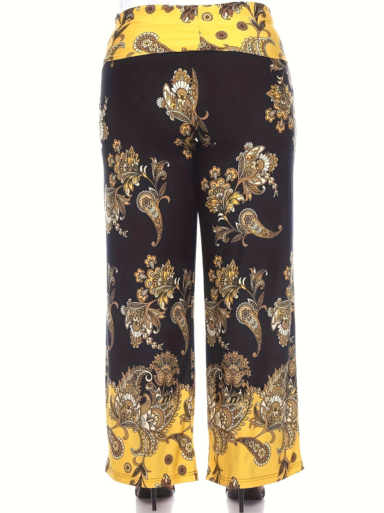  Boho Pants Women's Plus Floral Paisley Wide Leg Pants