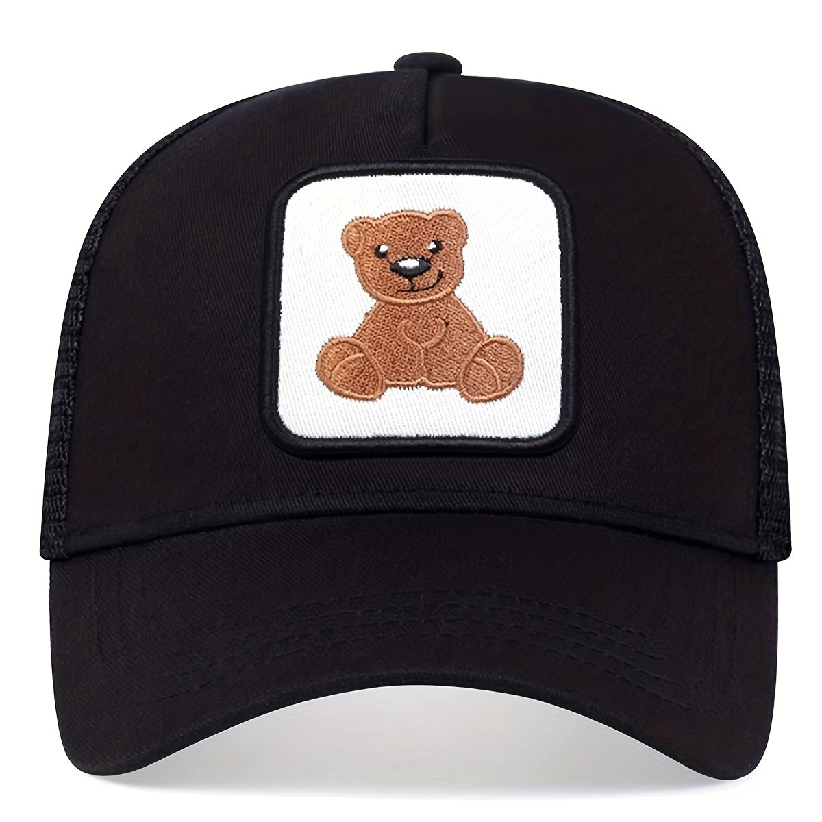 Unisex Sunshade Baseball Cap with Bear Embroidery