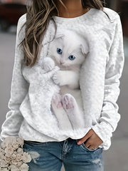 Leopard Print Crew Neck Sweatshirt Long Sleeve Women's Clothing