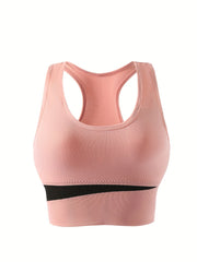 Colorblock Wireless Sports Bra Racerback Tank Bra