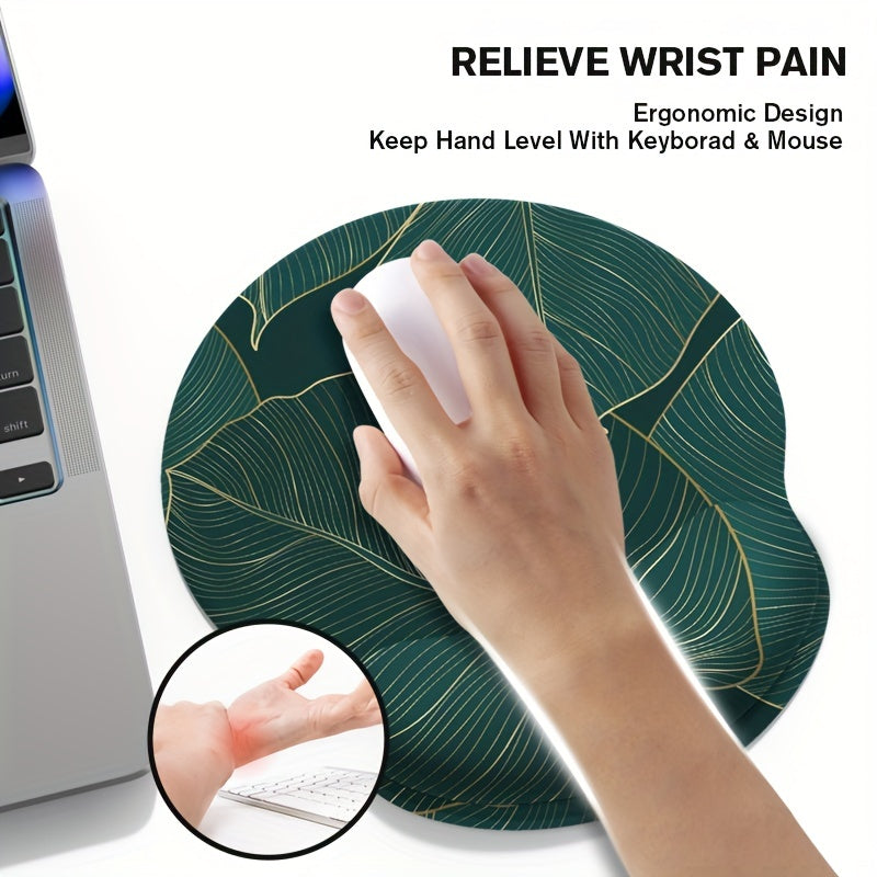 Green Tropical Leaf Wrist Mouse Pad for Laptop