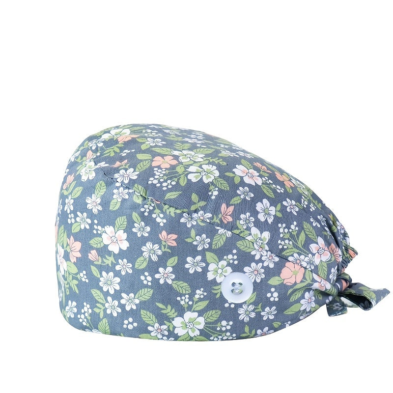 Pattern Print Nurse Hat Adjustable Scrub Cap Working Cap
