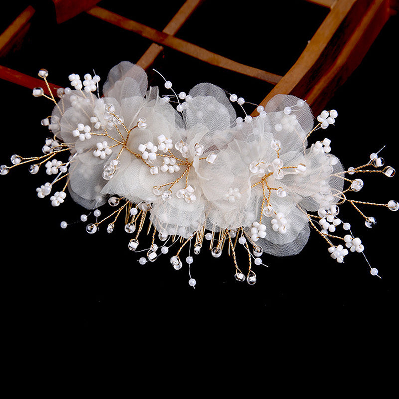 Bridal Flower Hair Clips Crystal Hairpin Pearl Comb Wedding Accessories