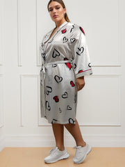  Sexy Nightgown Women's Plus Floral Print Satin Bathrobe