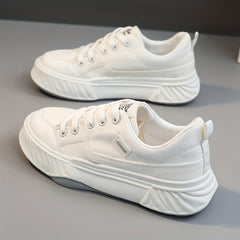 Colorblock Platform Sneakers Lace Up Low Top Canvas Shoes