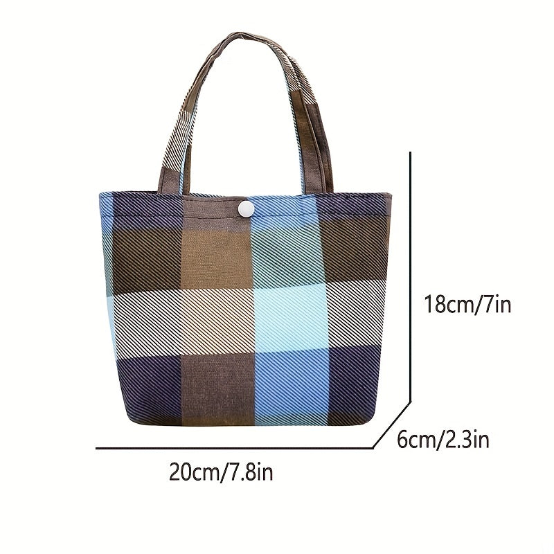 Colorblock Plaid Pattern Shoulder Bag All Match Storage Bag Lightweight