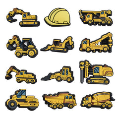 12pcs Engineering Vehicle Shoe Decorations for Clogs