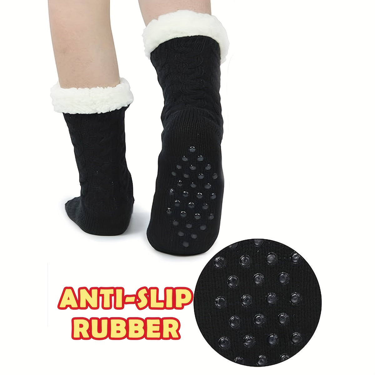 Warm Fuzzy Socks For Men Thick Slipper Socks Fleece Lined Cozy Indoor Socks