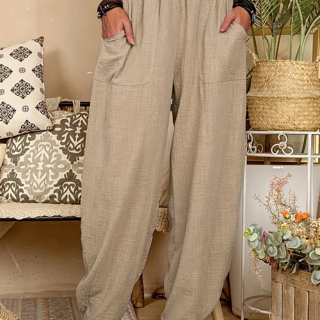 Casual Button Carrot Pants for Women