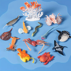 12pcs Mini Plastic Ocean Animals Set Educational Bath Toys
