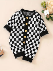 Baby Romper Stylish Chessboard Triangle Jumpsuit Combination Set