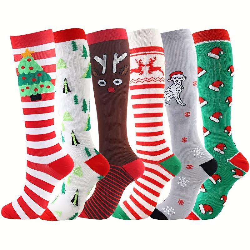 6 Pairs Men's Cartoon Thigh Compression Socks