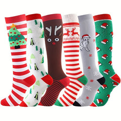 6 Pairs Men's Cartoon Thigh Compression Socks