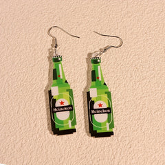 Beer Bottle Graffiti Dangle Earrings Acrylic Gift Women Girls
