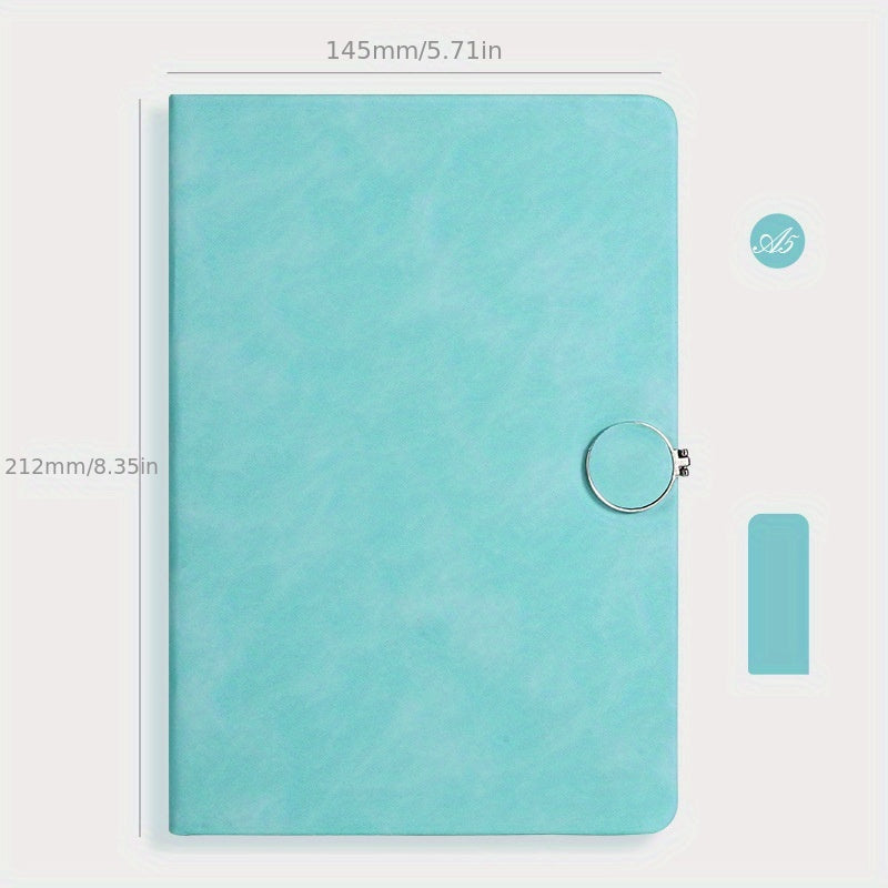 A5 Cowhide Notebook with Buckle, Business Office Journal