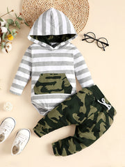 Hooded Rompers & Pants Set for Baby Boys