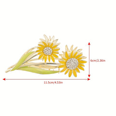 Sun Flower Rhinestone Hair Claw Back Head Clip Sense Shark Claw Flower Headwear