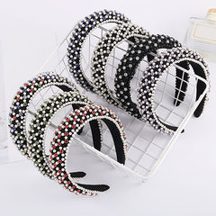 Baroque Faux Pearl Rhinestone Headband Glitter Hair Hoop