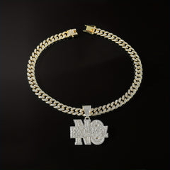 Hip hop Diamond Letter Pendant Necklace Men's Cuban Chain
