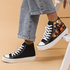 Anime Girl Halloween Platform Canvas High Top Sneakers