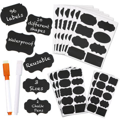 72pcs Chalkboard Label Set, 2 Marker, Reusable Waterproof Chalk Label