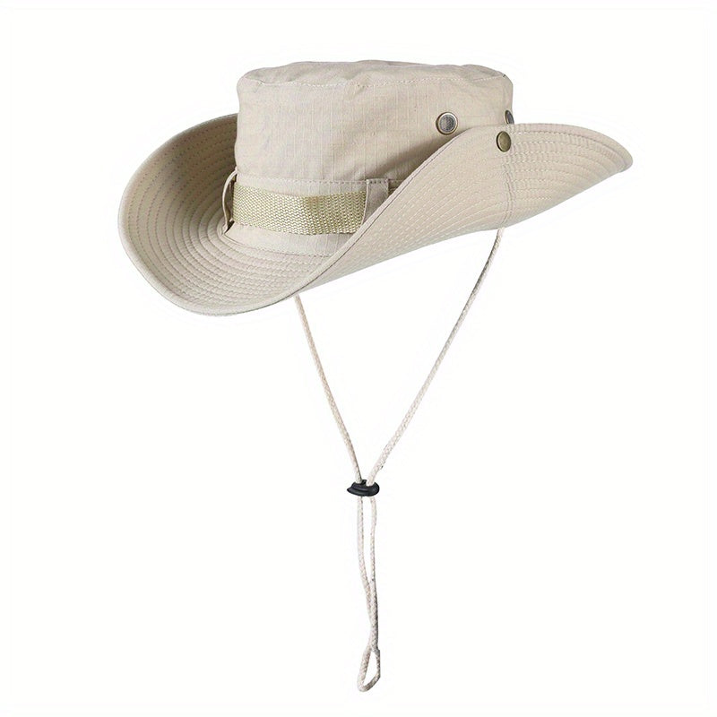 Button Rolled Brim Cowboy Hat Solid Sunscreen Western Cowgirl Hat