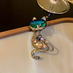Kitty Rhinestone Lapel Pin Brooch Jewelry